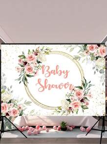 1pc Polyester Pink Baby Shower Flower Background Cloth, Available In Various Sizes, Suitable For Children's Birthday Party Decoration, Baby Gifts And Other Occasions,Christmas