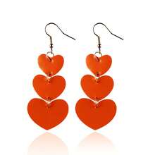 1對情人節心型耳環3層心臟裝飾多用途時尚耳環女友情人節禮物 - 橘色 - 查看 2