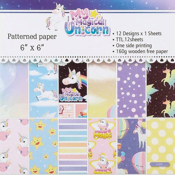 12 Sheets 6x6inch My Magical Unicorn Scrapbook Paper Scrapbooking