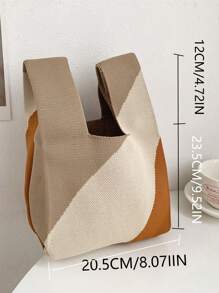 1 件休闲可折叠针织网眼托特包和腕带，适合女士，适合日常、度假、上学和工作，所有季节，最佳母亲节礼物创意，母亲节礼物，妈妈礼物，妈妈的必需品，外出妈妈包 - 卡其色 - 查看 7