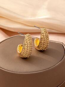 1對時尚極簡主義金色垂墜紋圓形耳環,附有迷宮設計,扭曲紋理和多種組合。非常適合情人節禮物。 - 麻花 - 查看 8