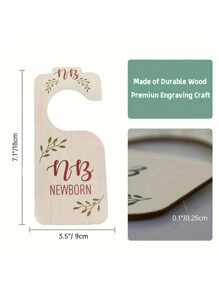 8入組雙面木製嬰兒衣櫥分類器,嬰兒衣櫥隔板,新生兒至24個月可愛的育嬰室裝飾嬰兒衣服尺寸掛鉤分類板,適用於男女寶寶 - 米色 - 查看 2