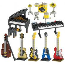 A Plastic Drum Set Building Block, Creative And Interesting Mini Micro-Diamond Assembly Building Block Music Model Desktop Ornament Construction Toy Decoration Gift - Yellow - View 2