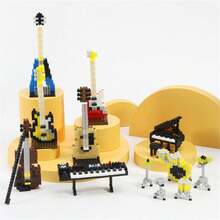 A Plastic Drum Set Building Block, Creative And Interesting Mini Micro-Diamond Assembly Building Block Music Model Desktop Ornament Construction Toy Decoration Gift - Yellow - View 3
