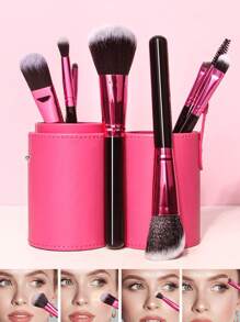9pcs Portable Makeup Brush Set With Brush Bucket 8pcs Soft Hair Makeup Brush Set Soft Big Head Powder Brush, Eyeshadow Brush Set Combination,Brush Set,Makeup Brush Kit,Make Up Brush Set,Make Up Set Complete,Makeup Brush Set,Complete Makeup Kit,Brush Kit,Brushes Makeup Set,Makeup Gift Set - Purple - View 2