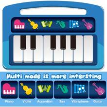 2合1早期教育音樂學習玩具,適用於1-3歲嬰幼兒男女,配有13鍵鋼琴鍵盤和5只爵士鼓,內置demo、6種樂器聲音；是理想的生日/假日禮物 - 藍色 - 查看 3