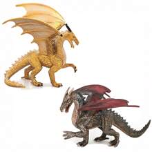 仿真實心西方魔龍動物模型,電腦桌面裝飾品,適用於家居裝飾、復活節、聖誕節、感恩節和假日禮物贈送 - 鋼色 - 查看 2