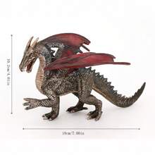 仿真實心西方魔龍動物模型,電腦桌面裝飾品,適用於家居裝飾、復活節、聖誕節、感恩節和假日禮物贈送 - 鋼色 - 查看 3