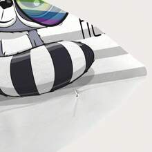 1 件浣熊動物圖案聚酯數位印花家居裝飾沙發墊套（不含枕芯）適用於客廳、臥室、餐廳 - 彩色 - 查看 6