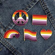 1入女士愛心彩虹釉面胸針,適用於衣服背包釉面徽章時尚珠寶配件禮品 - 彩色 - 查看 1