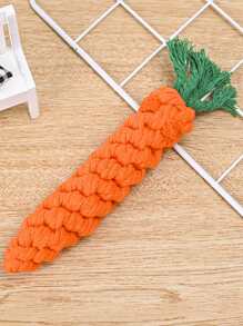 1pc Handmade  Rope Carrot Shaped Dog Toy, Orange, Chew Knot - Orange - View 4