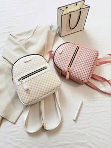 可调节肩带工作背包，拉链通勤钱包 - 黑色 - 查看 8