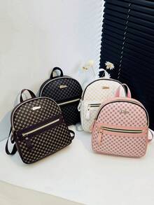 可调节肩带工作背包，拉链通勤钱包 - 黑色 - 查看 3