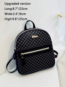 可调节肩带工作背包，拉链通勤钱包 - 黑色 - 查看 1