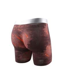 男童軟棉質內褲,透氣速乾,抗菌,時髦星空印花短褲套裝 - 咖啡棕 - 查看 2