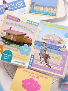 1 Paquete (32 Hojas) Pegatinas Con Patrones Diferentes (2 Hojas Por Patrón) Para El Diario, La Decoración De Las Libretas - Multicolor - Ver 6