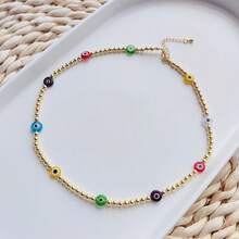 Turkish Evil Eye Beaded Necklace For Women With Personalized Style 18 K. Gold Plated Non-Fading Copper Gold-Plated Bead Clavicle Chain For Women - Apricot - View 10