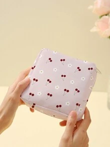 樱花图案卫生巾收纳袋、女性卫生巾收纳袋、化妆包、便携式化妆包 - 返校、学习用品、购物、教室、度假旅行必备品、假期学校用品、学校必备包、女士学校旅行包 - 彩色 - 查看 3