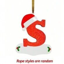1pc Christmas Initial With Red Hat Letter Decoration, DIY Christmas Tree Hanging Decoration Personalized Pendant Gift - Red - View 3