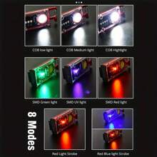 Magic Mini Transparent Flashlight, Multifunctional Keychain Light With Hook,USB Rechargeable, Work Light, IPX4 Waterproof, UV Black Light,Red Blue Warning Light Torch For Home,Outdoor, Camping, Running, Fishing, Cycling - Transparent White - View 6