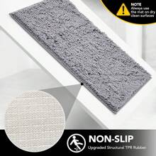1pc Soft Gray Chenille Bath Mat, Quick Drying, Anti-Slip, Modern Design High Pile Bathroom Floor Carpet, Machine Washable For Bathtub, Shower Area, Kitchen Sink Entryway Decor Bathroom Kitchen Decor - Light Grey - View 6