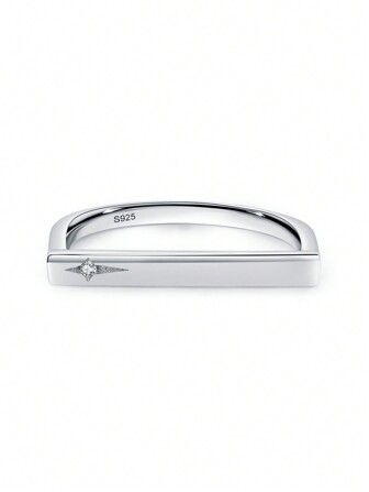 1pc Fashionable Cubic Zirconia Decor Silver Ring For Women For Daily Decoration