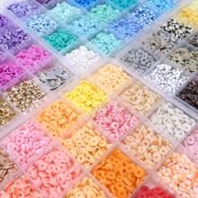 13000/4800/2400+件粘土珠套装，用于DIY手链制作，聚合物粘土珠配彩色春花吊饰，CCB人造珍珠配件套装，用于DIY友谊手链耳环项链珠宝制作和节日礼物 - 多色 - 查看 9
