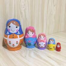 五層卡通圖案娃娃,節日期間送給家人和朋友的理想禮物,適合節日、家居、商店櫥窗、辦公室女孩裝飾擺件 - 橘色 - 查看 1