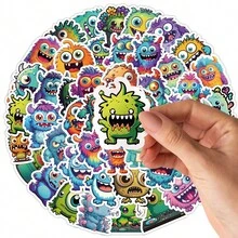 50 件/包可愛小怪物防水 Diy 創意塗鴉貼紙,吉他滑板水瓶桿頭盔滑雪筆記型電腦手機殼冰箱門行李塗鴉貼紙,完美的聖誕禮物 - 彩色 - 查看 6