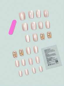 حديثي مظهرك! مجموعة من 24 قطعة من الأظافر الزائفة باللون الشامباني ذات الشكل الفرنسي القصير المستدير مع اللمعان والتي تغطي الأظافر بالكامل، مناسبة للحفلات والرقص والارتداء اليومي. اضافر صناعيه اظافر اصطناع