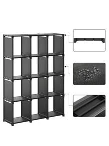 SONGMICS Armadietto Modulare a 12 Cubi, Scaffale Portaoggetti, Libreria per Decorazioni, Cornici per Foto, Organizzatore per Studio, Ufficio, Soggiorno, Nero - nero - Visualizzare 2