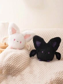 Peluche De Conejo De Murciélago, Con Alas De Murciélago Y Cuernos De Diablo, Cojín De Almohada Para La Decoración Del Hogar - Negro - Ver 2