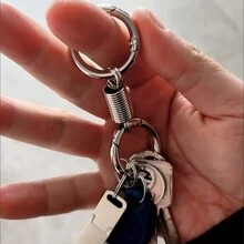 1入組春季情侶鑰匙扣雙環鑰匙扣金屬鑰匙扣 - 銀色 - 查看 1