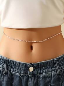 1條時尚彈性白色珠子腰鍊女性節日裝飾 - 白色 - 查看 5