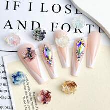 30pcs Randomly Mixed Gradient-Colored Rose Flowers Nail Art Decorations For Diy - Multicolor - View 7