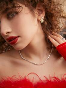 1pc Fully Embellished Diamond Choker Necklace, Fashionable Yet Simple For Women