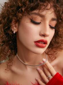 1pc Fully Embellished Diamond Choker Necklace, Fashionable Yet Simple For Women