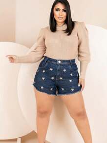 Plus Size Shorts - Màu xanh ngọc - Xem 4