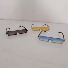 1 件新技術未來金屬一體式矩形太陽眼鏡 - 淺藍色 - 查看 4