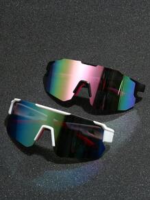 2pcs Men's Plastic Sport Wrap Fashion Glasses Y2k Decoration Style, Suitable For Daily Wear, Photoshoots, Shopping, Cycling, Skiing, Etc. - Multicolor - View 1