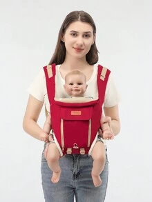 多功能保暖防風嬰兒背帶腰凳前後兩用戶外便攜背帶 - 酒紅色 - 查看 8