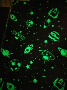 1入組可愛的卡通太空主題法蘭絨發光毛毯,適用於聖誕節和生日禮物、幼兒午睡時間、家居床上用、沙灘浴巾,舒適、柔軟、保暖。 - 藍色 - 查看 5