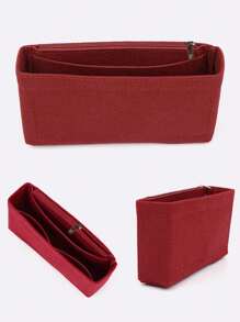 MultiFunctional Handbag Felt Cloth Insert Bag Organizer Makeup Handbag Organizer Travel Inner Purse Portable Liner Bag With Zipper Organiser - Burgundy - View 1