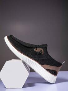 Men Boat Shoes Slip On Flats Shoes Loafers Casual Sneakers Lightweight Work Walking Traveling Shoes - màu đen - Xem 3