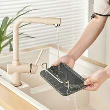 1pc Soap Dispenser For Kitchen Sink, Stainless Steel Organizer Tray Drainer Rack, Rustproof Dish Soap Dispenser, Home Kitchen Bathroom Accessories, Kitchen Accessories - Black - View 6