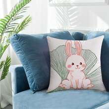 Cute Animal Rabbit Design Digital Printed Pillowcase, Sofa/Car Cushion, Single Side - Multicolor - View 7