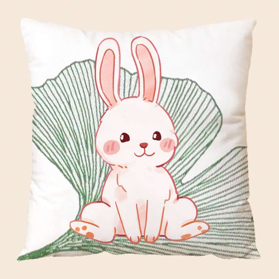 Cute Animal Rabbit Design Digital Printed Pillowcase, Sofa/Car Cushion, Single Side - Multicolor - View 1