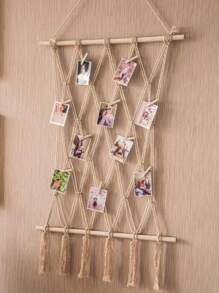 1 件 Macrame 照片墙 DIY 套件，创意挂毯手工绳照片墙装饰，家居装饰，房间装饰，墙壁装饰 - 米色 - 查看 6