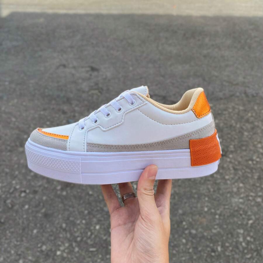 Women Casual Shoes - 白橙 - 查看 1