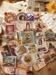 60入組多色建築和風景圖案pvc貼紙,旅遊信件收集,適用於手工藝品相冊日記裝飾 - 彩色 - 查看 1